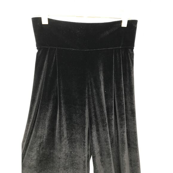 Petersyn Revolve Black Velvet Pleated Wide Leg High Waist Pants Womens 2 - Picture 4 of 9